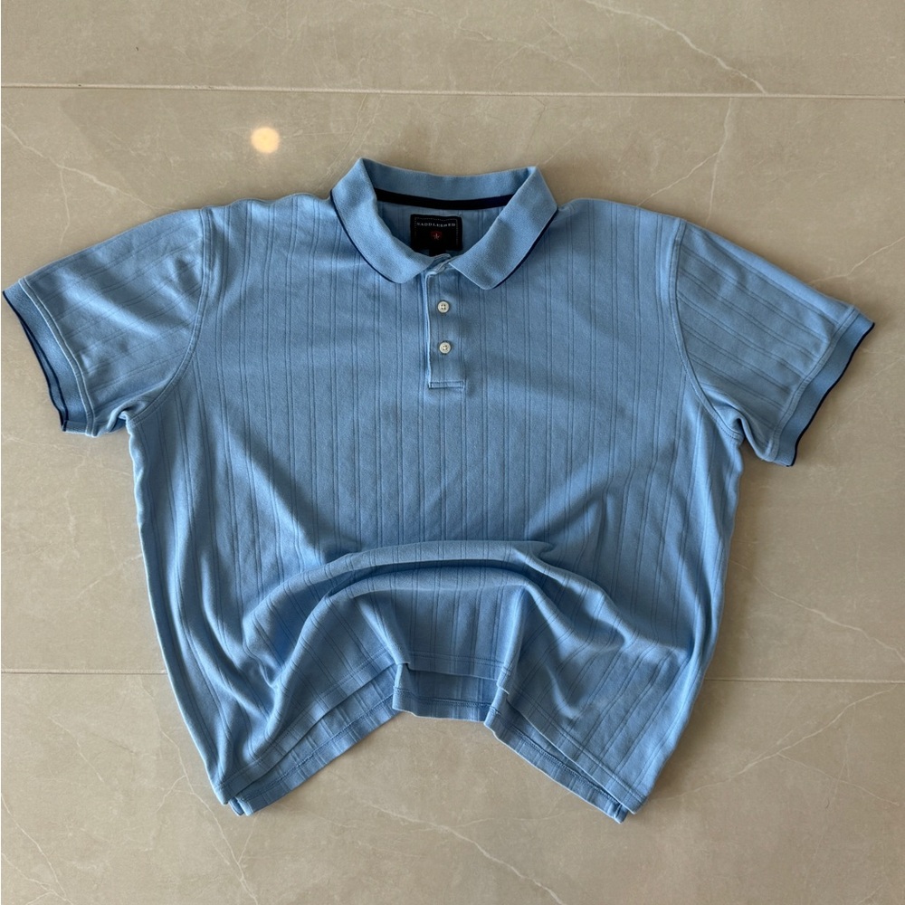Vintage Light Blue Textured Golf Polo